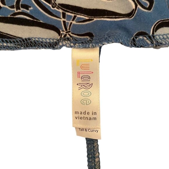 LULAROE LLR TALL & CURVY BLUE BALLET SLIPPERS‎ DANCE TC LEGGINGS Buttery Soft - Picture 7 of 7